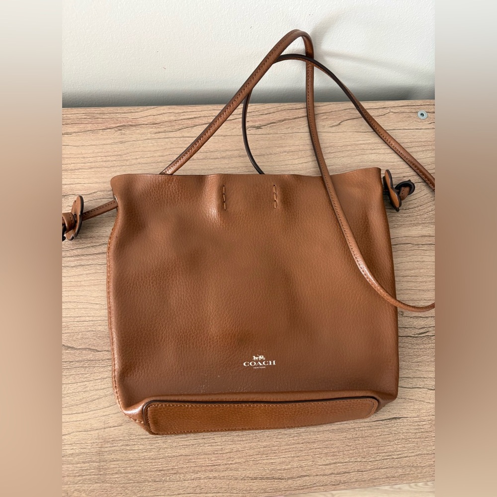 Coach Derby cross body flower Brown Leather Shoulder Bag